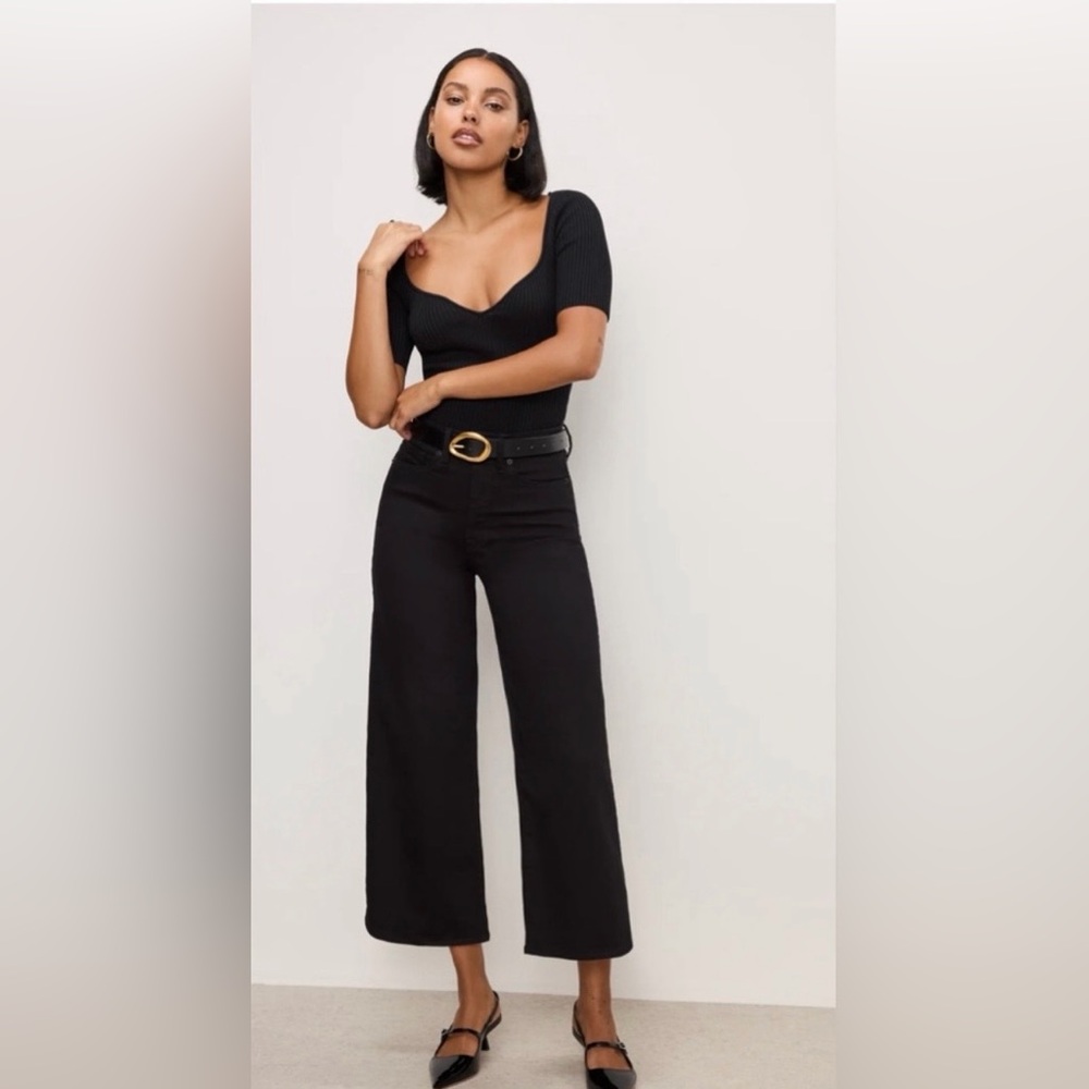 NWT. Good American Good Waist Palazzo Crop size 4/27